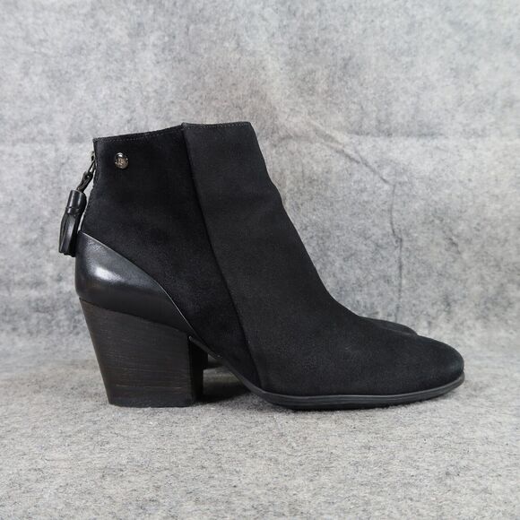 Paul Green Shoes Womens 7.5 Bootie Jada Tassel Black Leather Water Resistant Zip - Picture 2 of 16